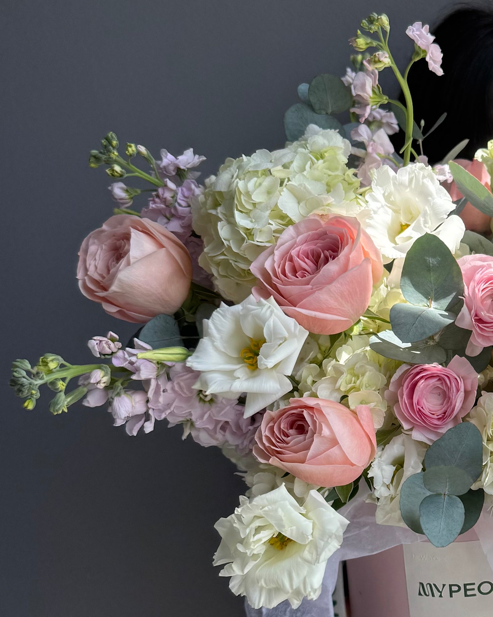 Flower Box "Miss You" - Peony roses, ranunculus, lisianthus