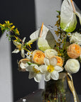 Interior arrangement "In My Bloom Era" - peony roses, anthurium, chamomile