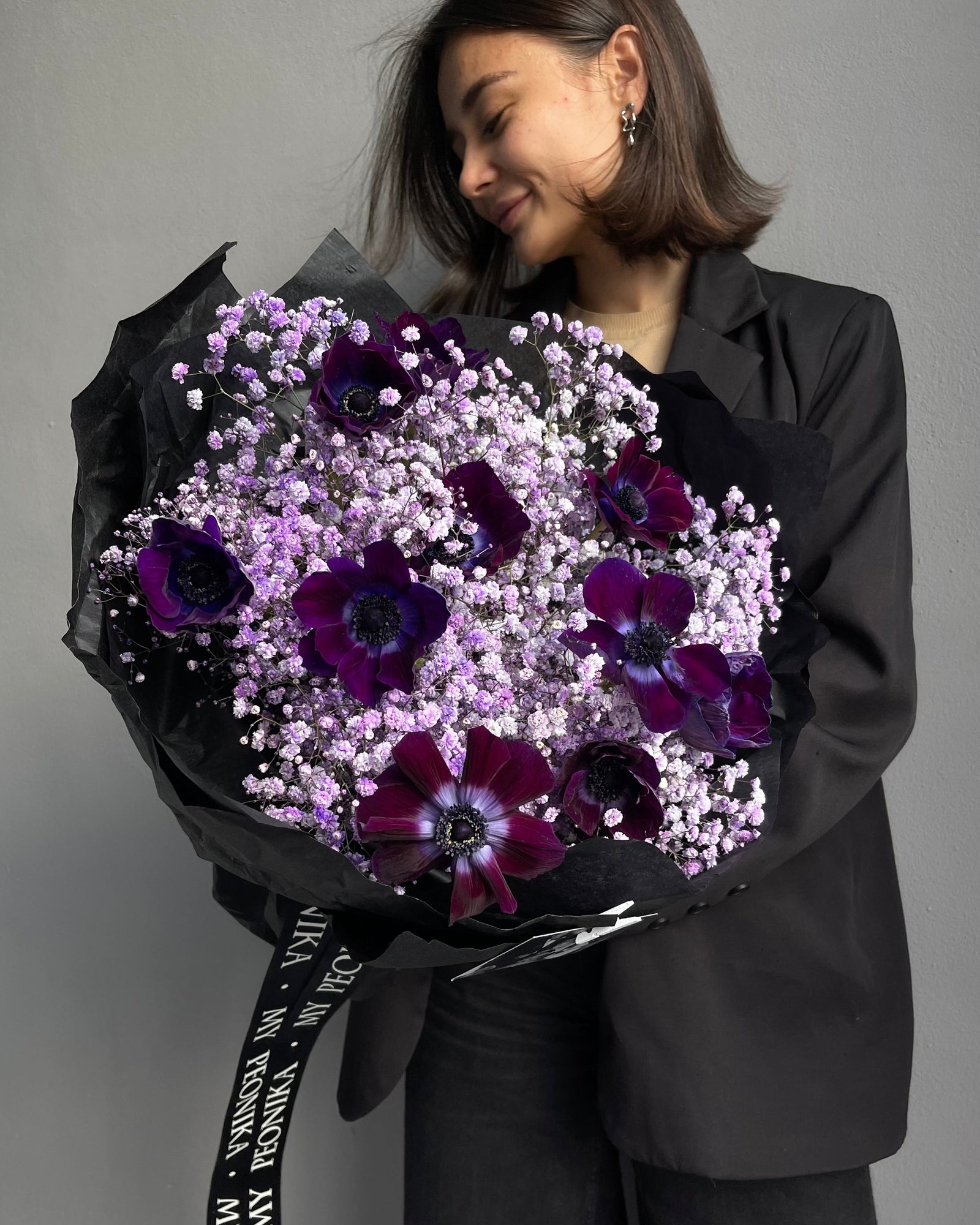Bouquet “Mystical Violet Serenade” - anemones, baby’s breath