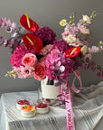 Flower Bucket “Raspberries” - roses, hydrangeas, anthuriums