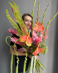 Bouquet "Tropical Masterpiece" - anthuriums, gladioluses, birds of paradise