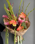 Bouquet "Tropical Masterpiece" - anthuriums, gladioluses, birds of paradise