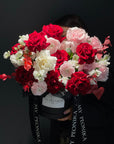Flower box “Cherry Bomb” - roses, ranunculuses