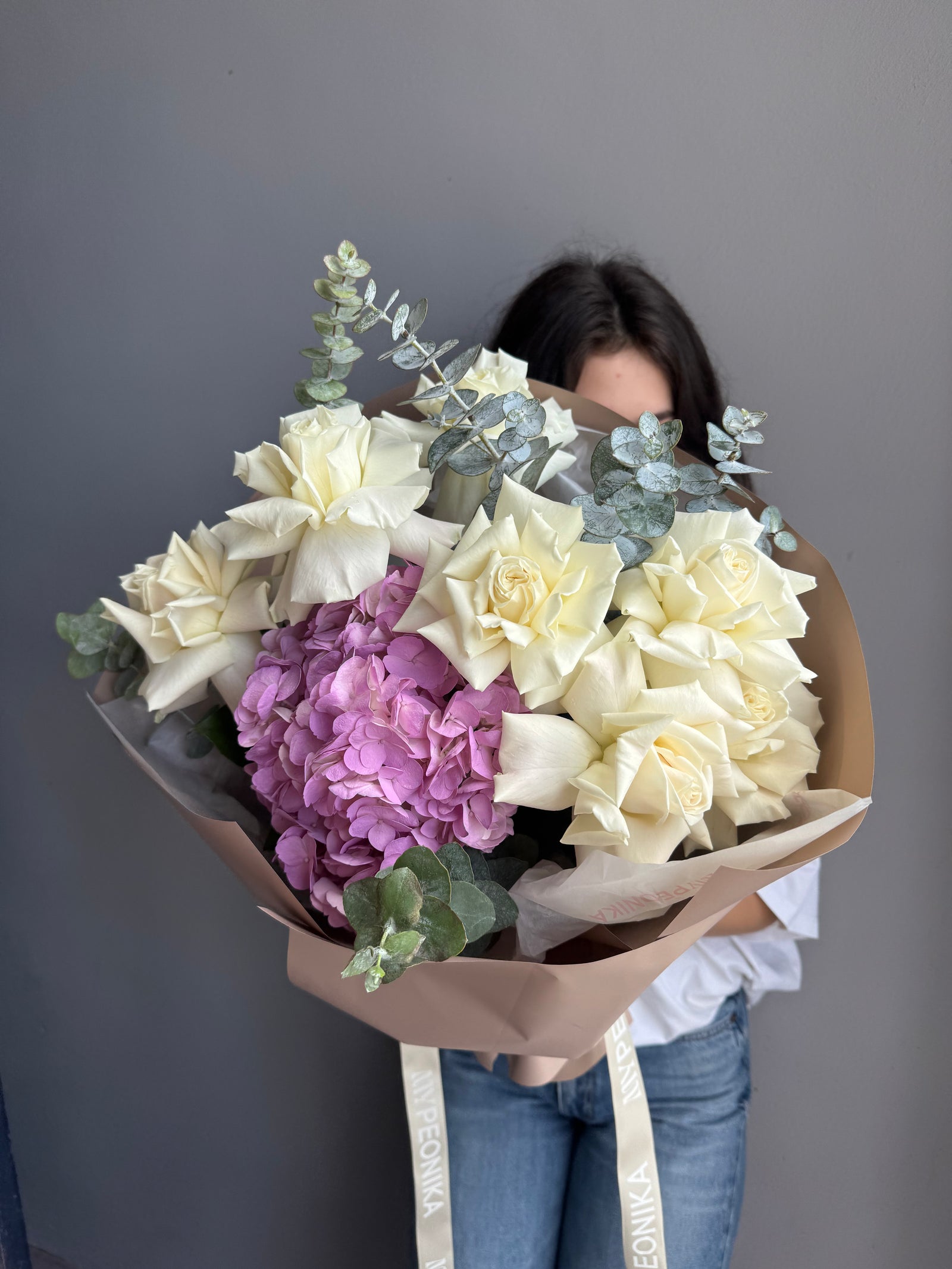Bouquet "Ethereal Dreams Bouquet" - garden roses, hydrangeas, carnations