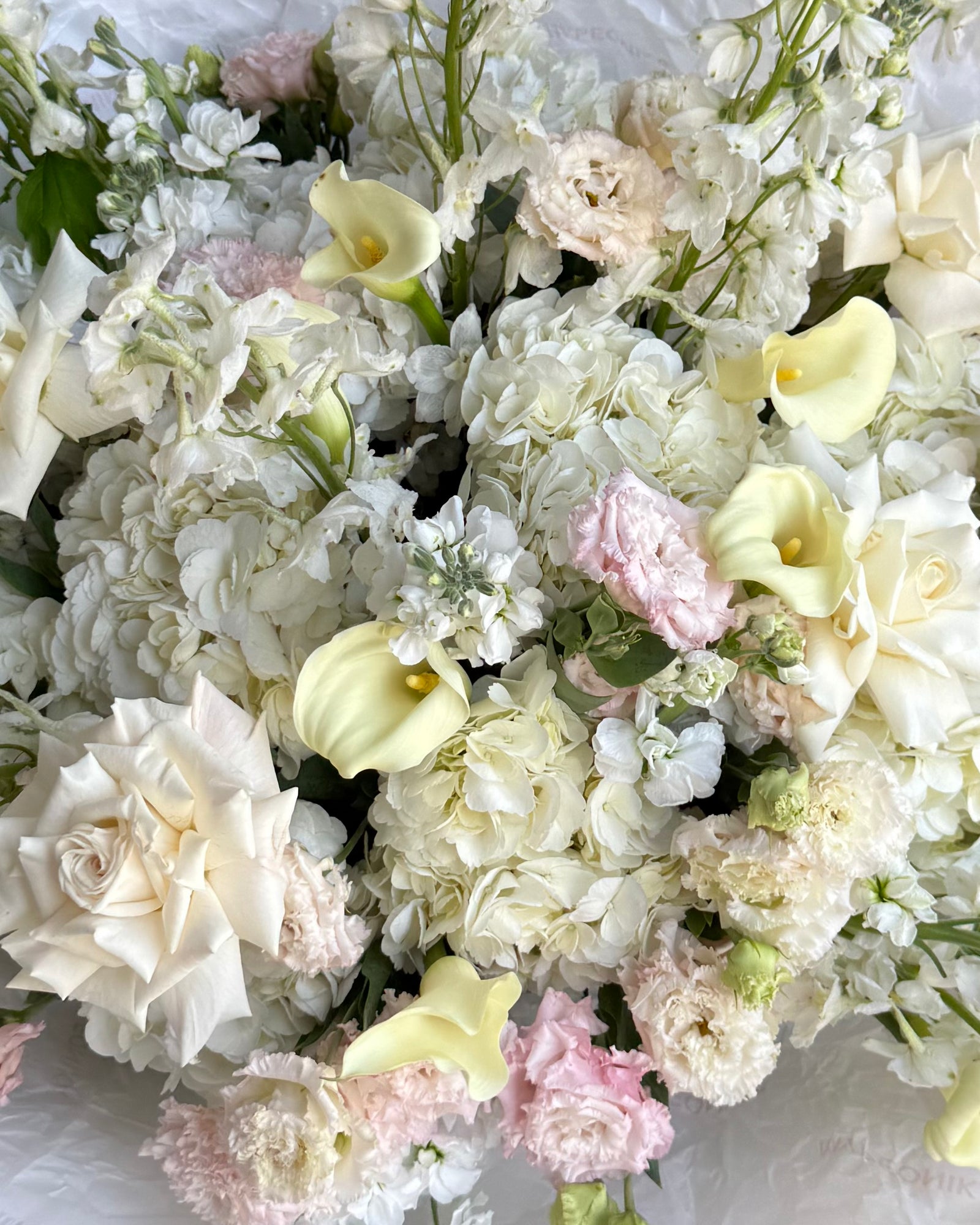 Bouquet "Sunday’s Best" - Calla, hydrangeas, Lisianthus, delphinium