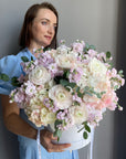 Flower box "Too sweet" - ranunculuses, hydrangeas