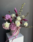 Bouquet in a vase “Sweet Unique” (ONLY MIAMI) - tropical mix with roses