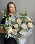 Bouquet "UFO" - roses, anthuriums, hydrangeas