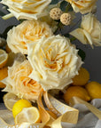 Interior arrangement “Lemons” - garden roses, eucalyptus