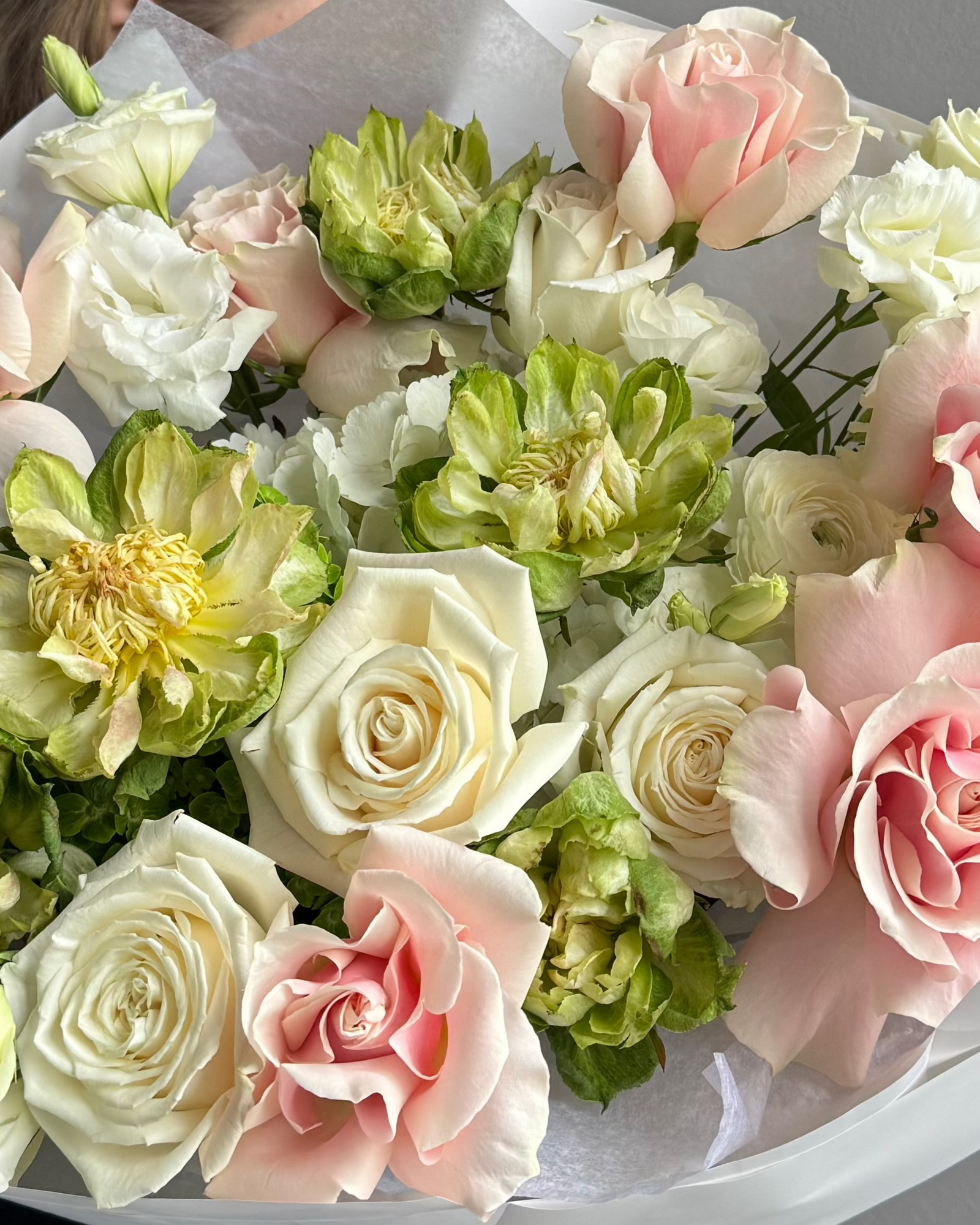 Bouquet “Coquette” - veggie roses, french roses, ranunculuses