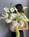 Interior arrangement “Del Mar“ -  peony roses, ranunculus, calla lily