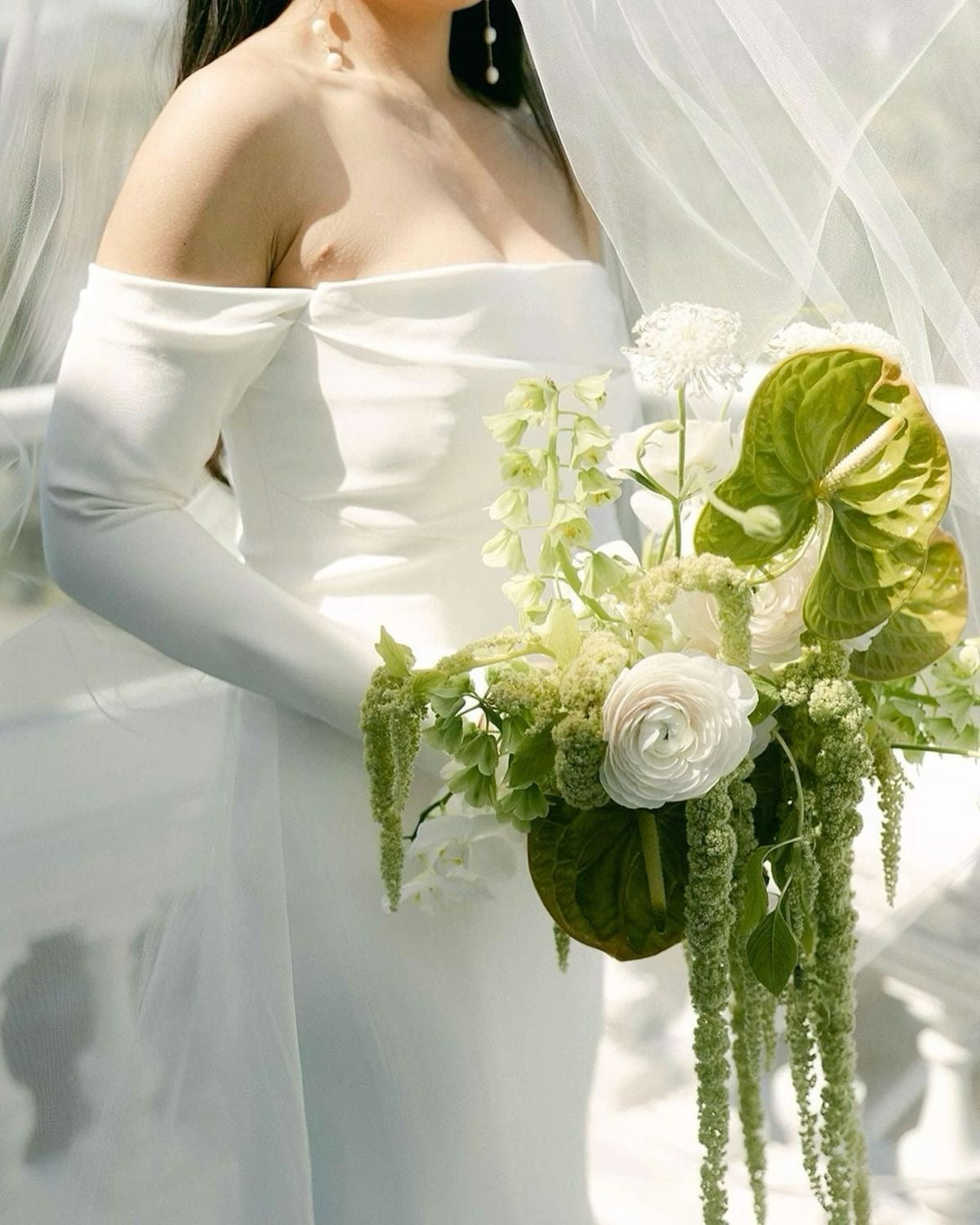 Wedding bouquet &quot;Modern Romance&quot; - Ranunculus, anthurium, amaranth, orchid