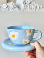 "Blue Daisy Set" - Handcrafted Clay Tea Duo