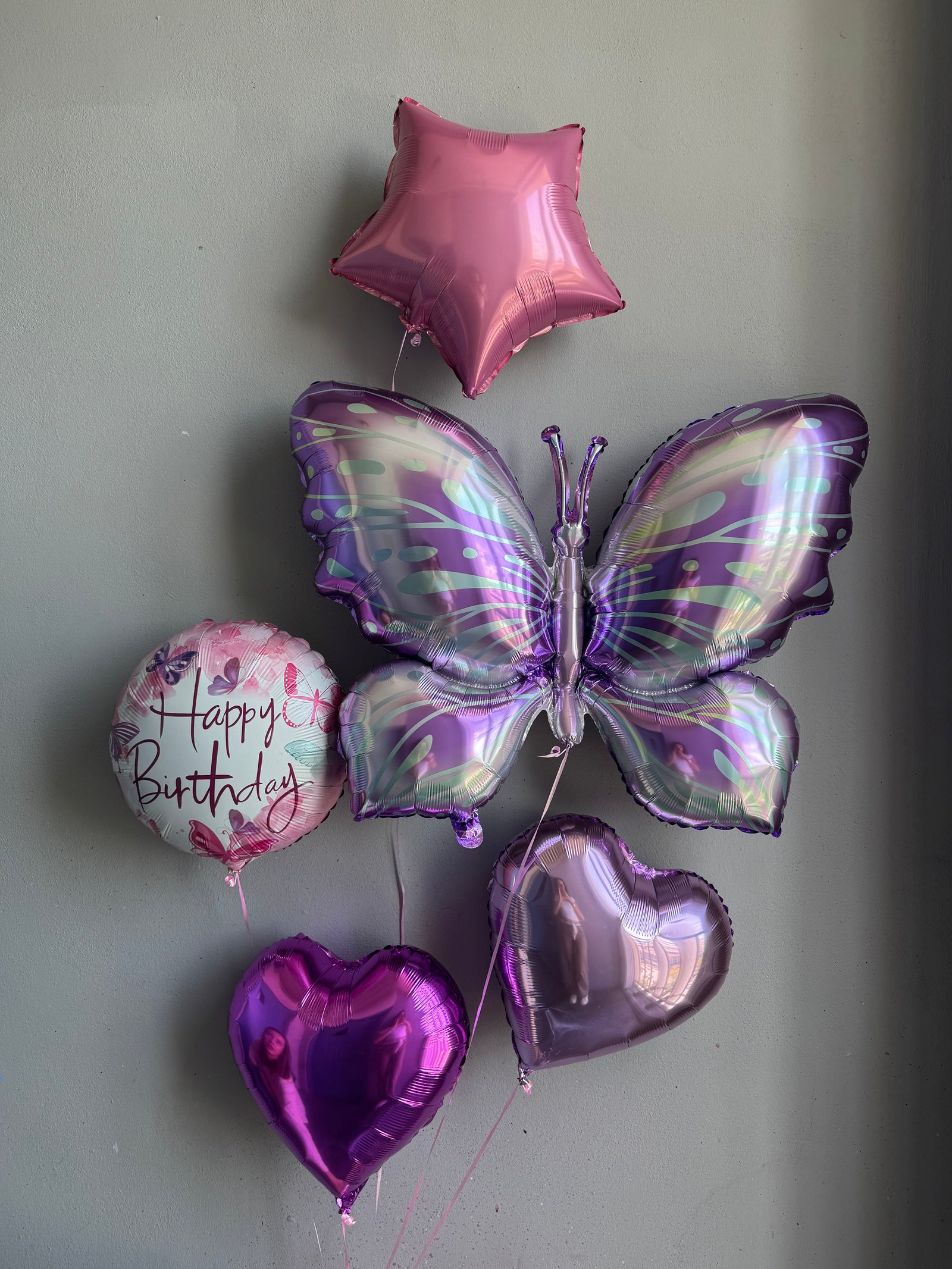 Balloons "Happy Birthday" - butterfly, star, hearts