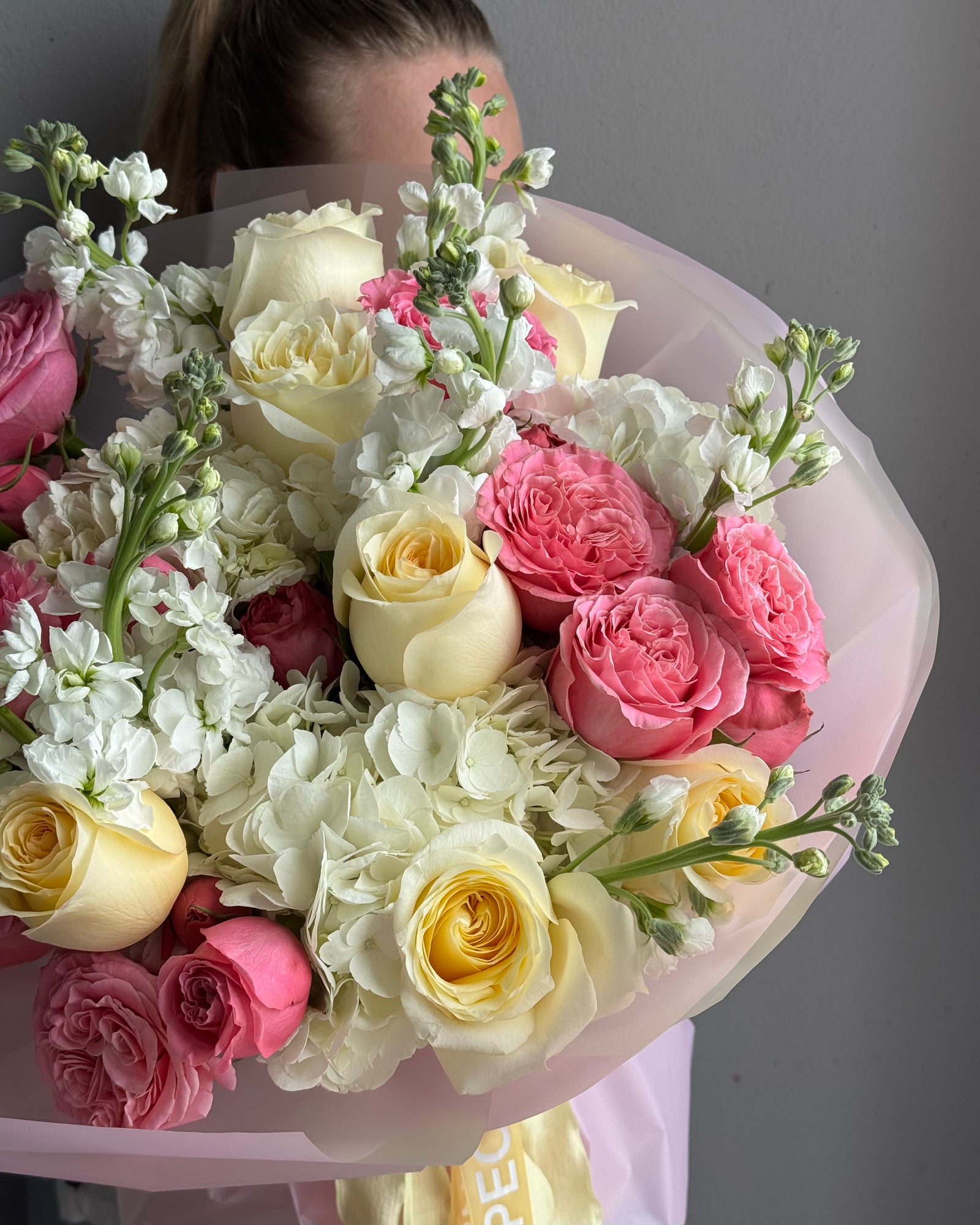Bouquet "Botanical Gossip" - roses, hydrangea, stock