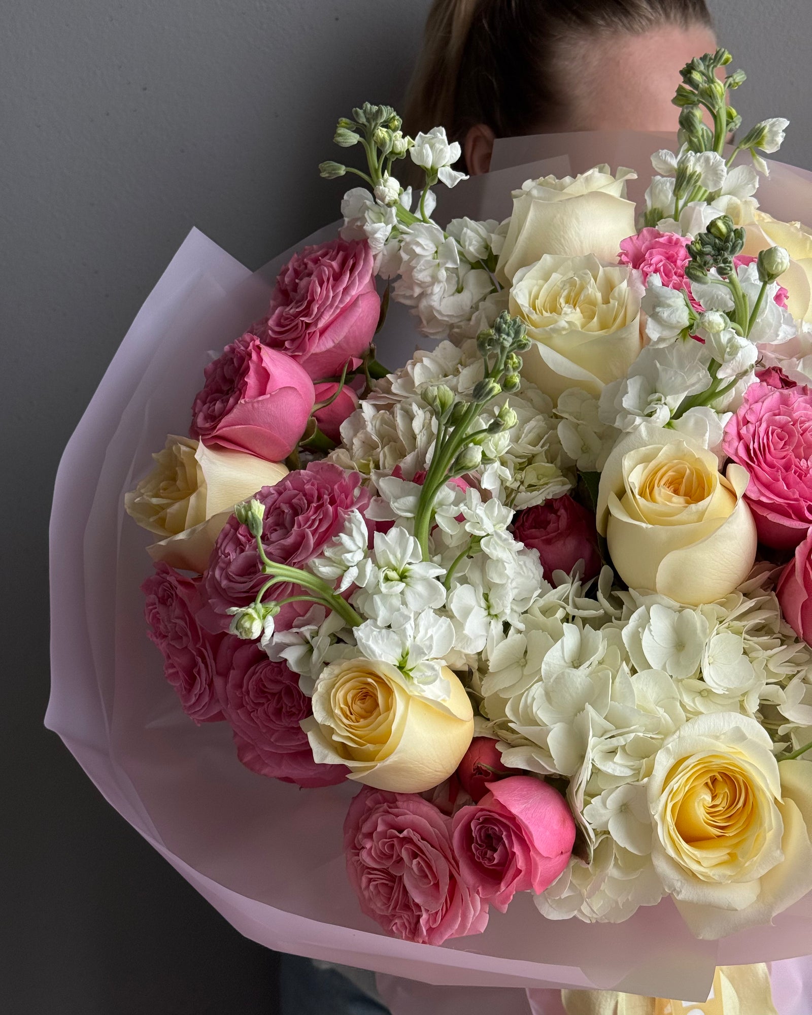 Bouquet "Botanical Gossip" - roses, hydrangea, stock