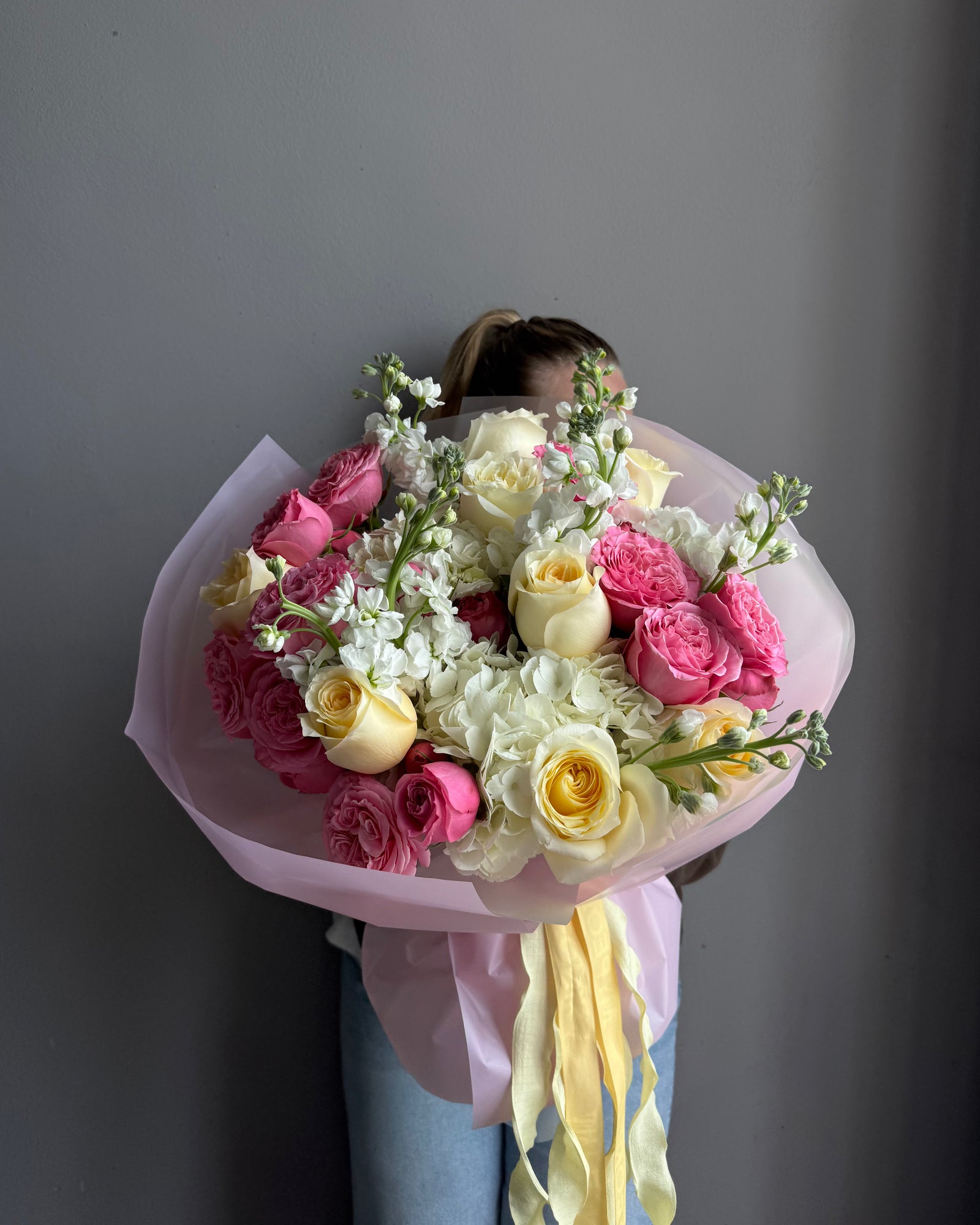 Bouquet "Botanical Gossip" - roses, hydrangea, stock