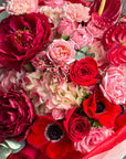 Bouquet "Ruby Romance" - Peonies, anthuriums, spray roses