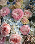 Bouquet "Morning Glow" - Ranunculus, hydrangeas, delphinium