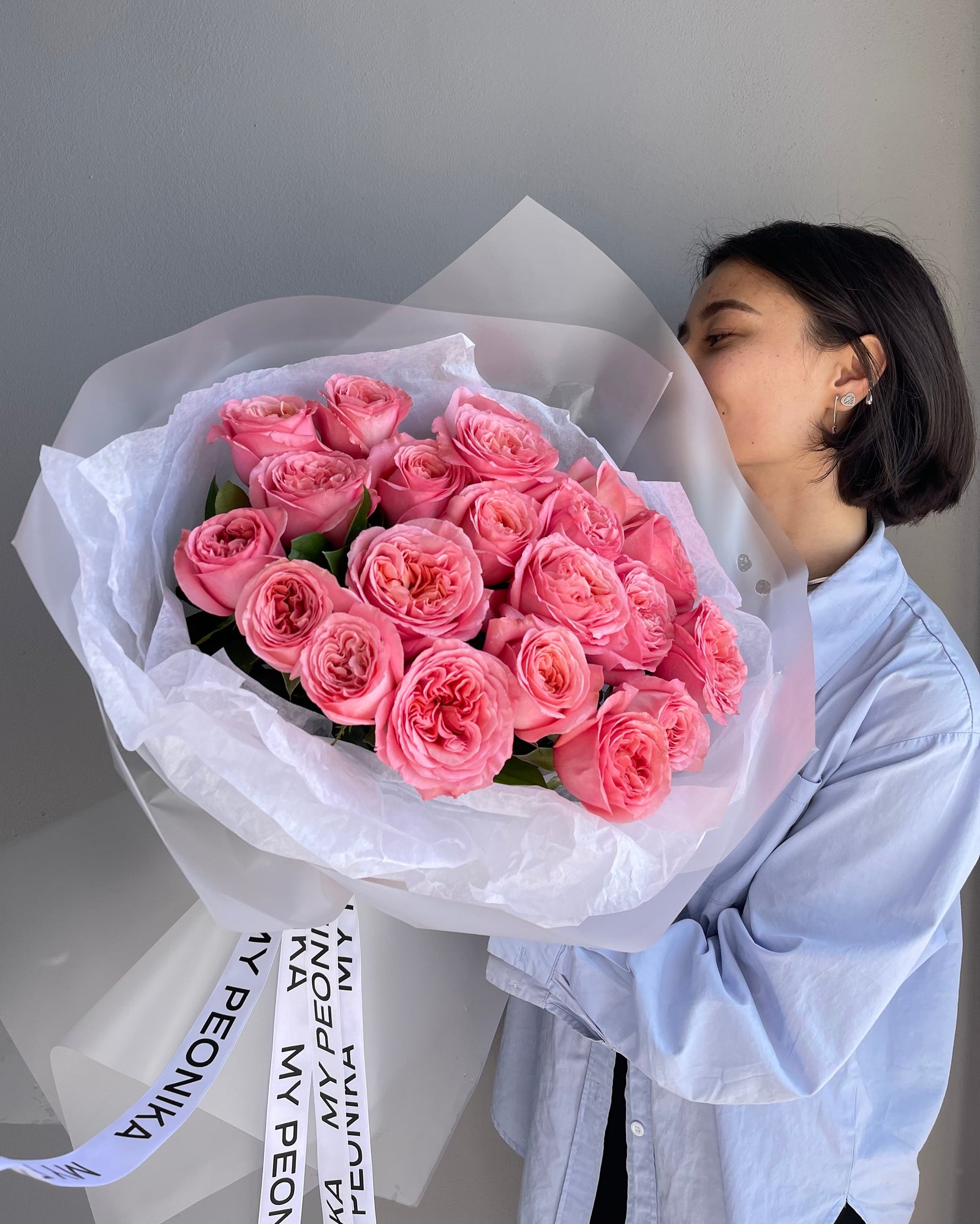 Bouquet "Pink Expression" - pink garden roses