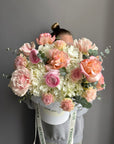 Flower box "Cloud of Petals" - Ranunculus, roses, hydrangeas