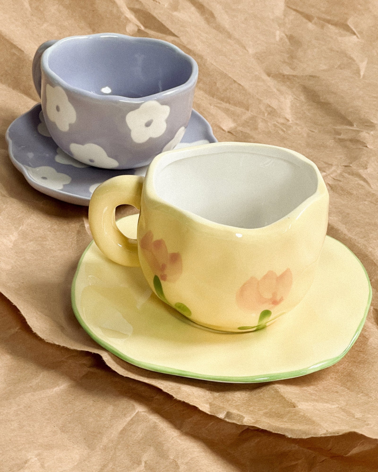 "Tulip Tête-à-Tête" - Handcrafted Clay Tea Duo