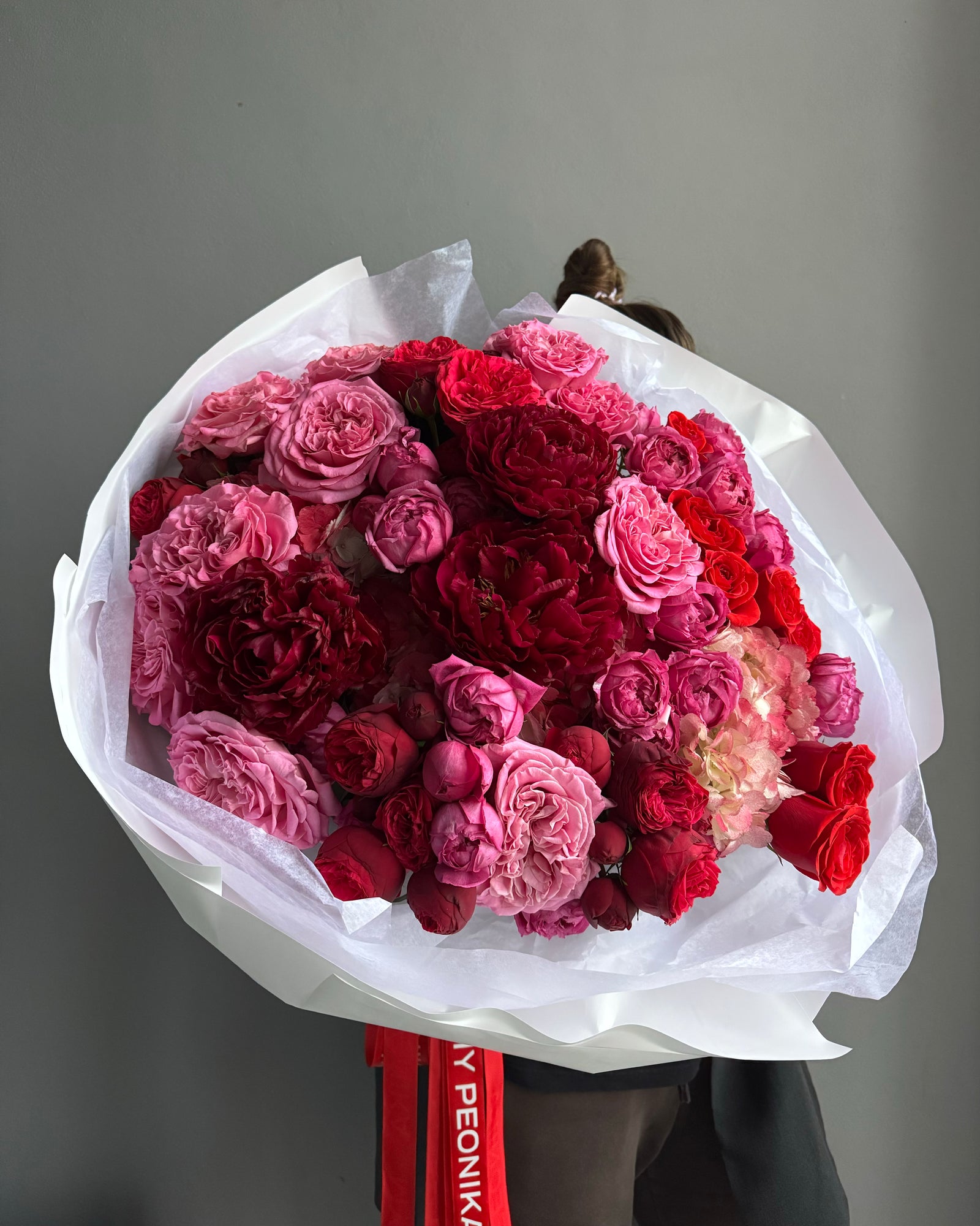 Bouquet "Cherry on Top" - Peonies, spray roses, peony roses