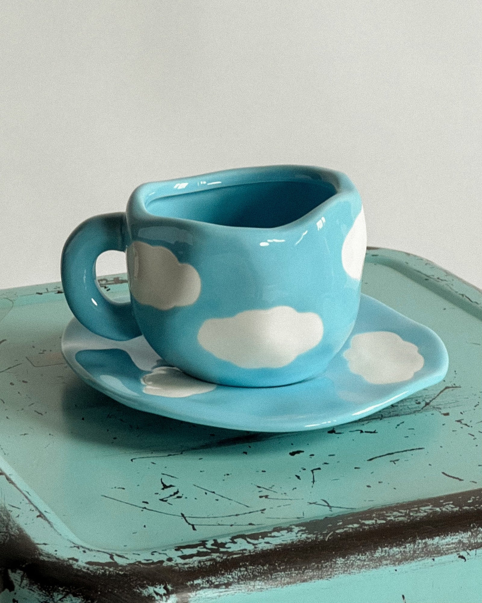 "Blue Skies Brew" - Handcrafted Clay Tea Duo