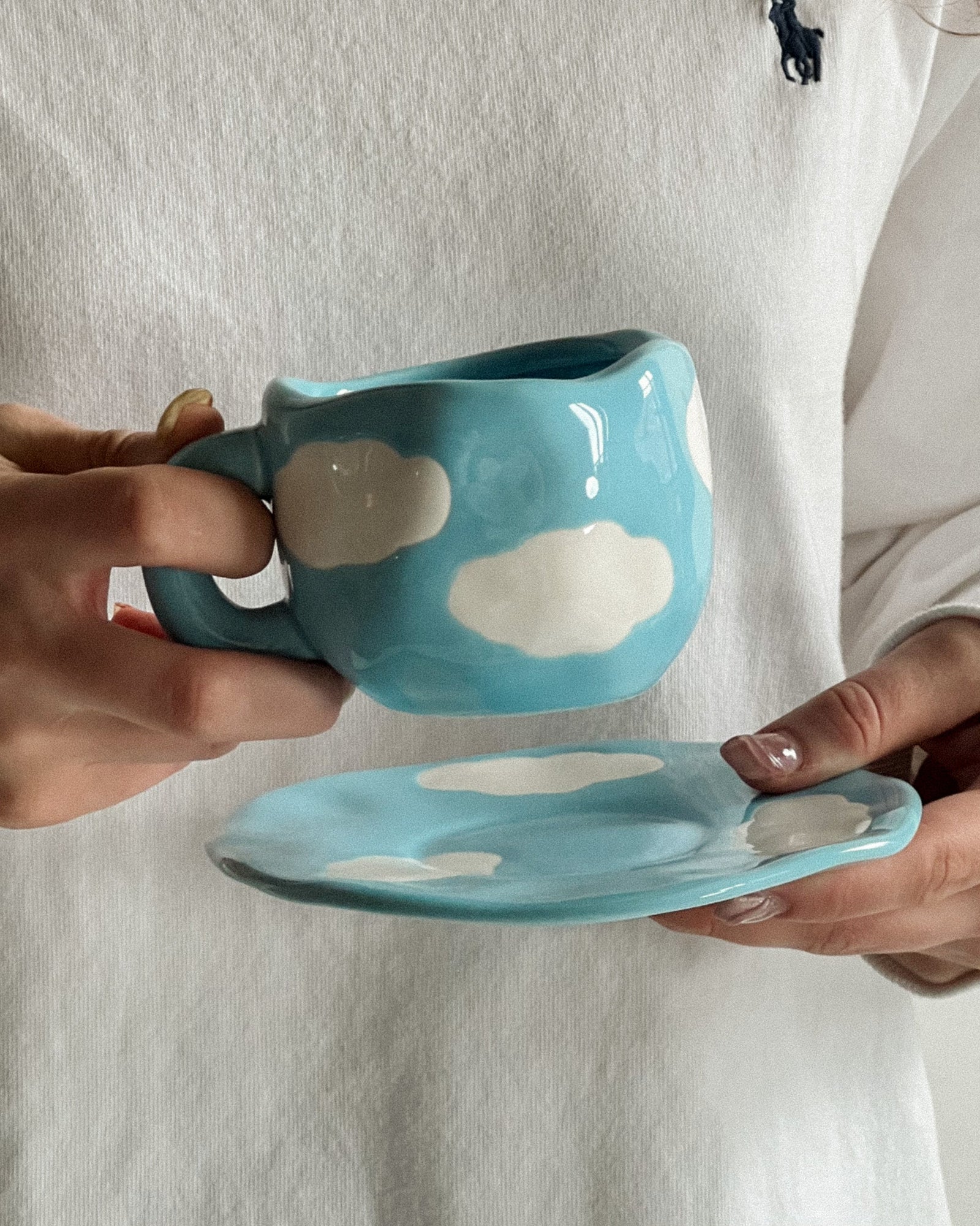 "Blue Skies Brew" - Handcrafted Clay Tea Duo