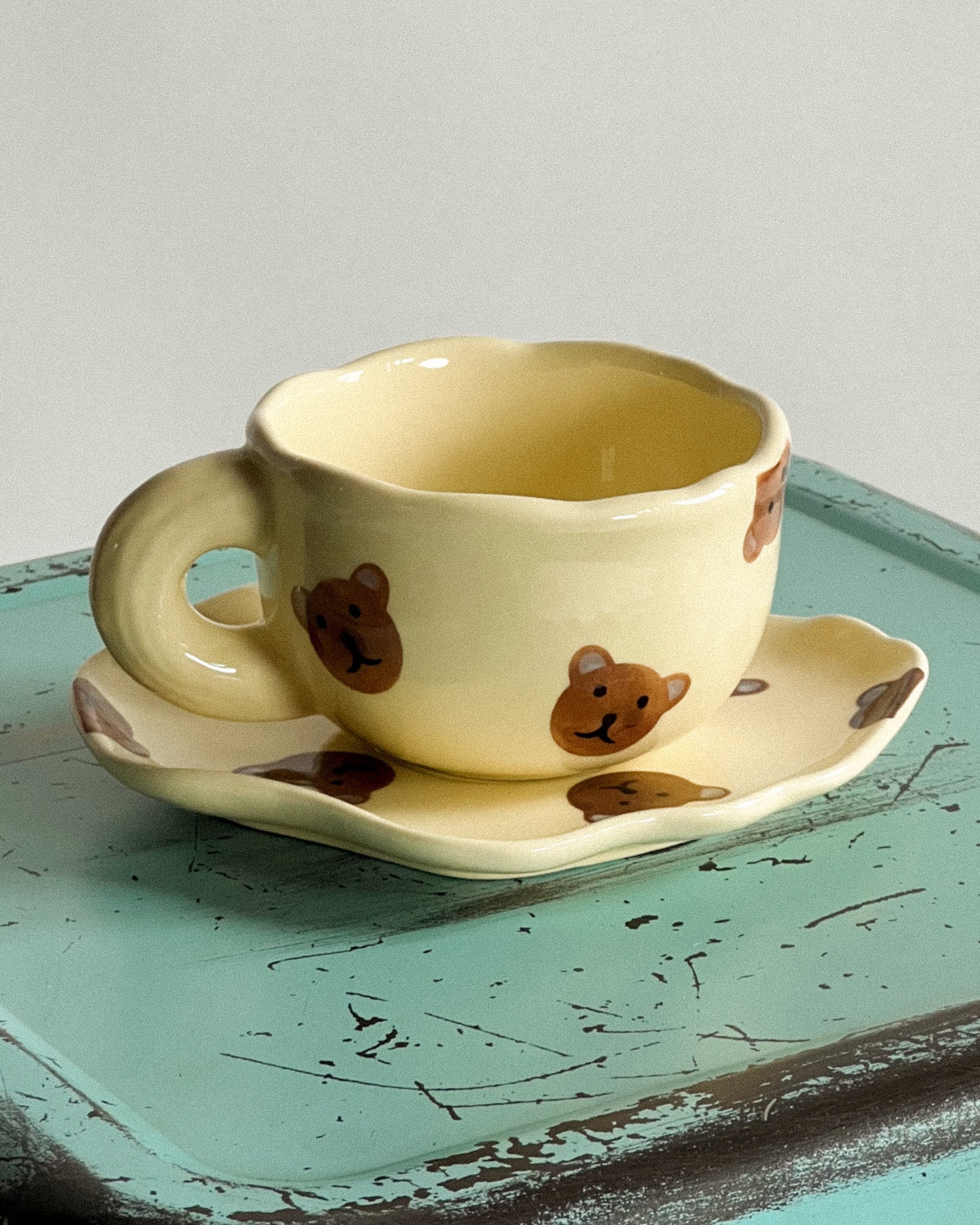 &quot;Honey Bear&quot; - Handcrafted Clay Tea Duo