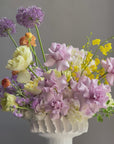 Vase Arrangement “Amethyst Sun” — roses, hydrangeas, allium, ranunculus