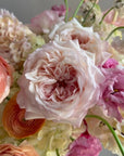 Vase Arrangement “Dear September” — roses, ranunculus, hydrangea, bird of paradise