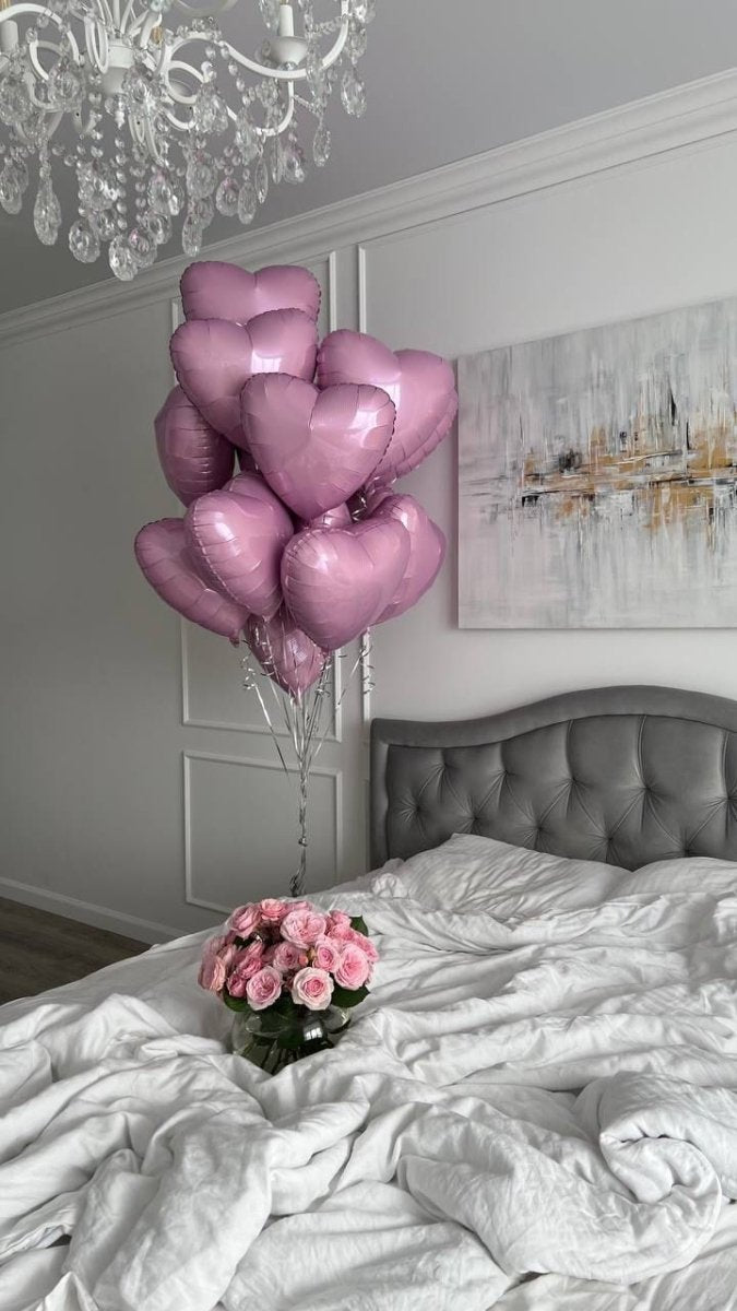 Balloons &quot;Pink Metal Hearts&quot; - My Peonika Flower Shop
