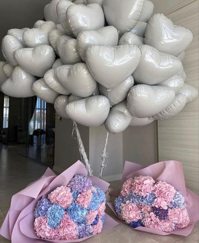 Balloons "White Hearts" - My Peonika Flower Shop