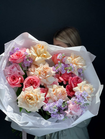 Bouquet “Blushing Peony Roses & Stock” - My Peonika Flower Shop