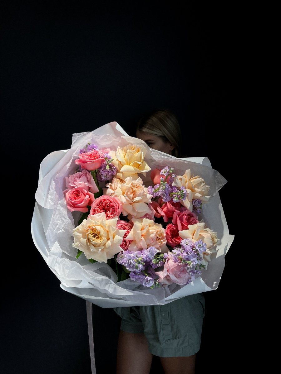Bouquet “Blushing Peony Roses &amp; Stock” - My Peonika Flower Shop
