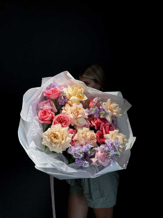 Bouquet “Blushing Peony Roses & Stock” - My Peonika Flower Shop
