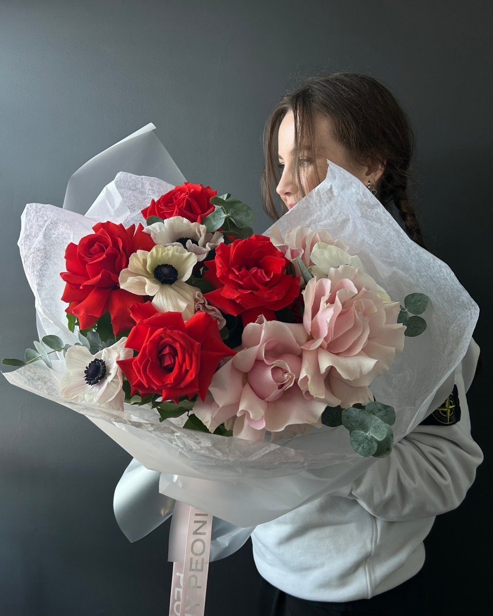 Bouquet “Crimson Elegance” - My Peonika Flower Shop
