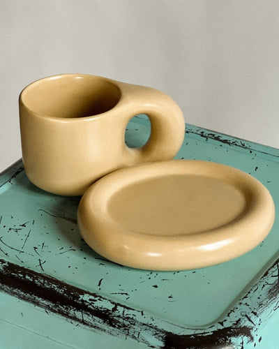 Coffee mug set with saucer - My Peonika Flower Shop