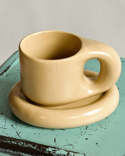 Coffee mug set with saucer - My Peonika Flower Shop