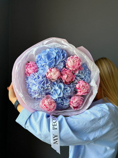 Duo Bouquet "Blues & Pinks" - My Peonika Flower Shop