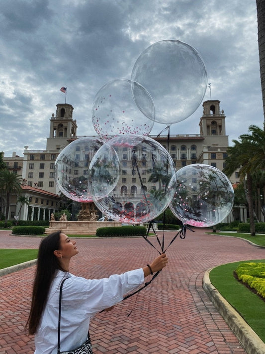 Extra Large Clear Balloons with confetti - My Peonika Flower Shop