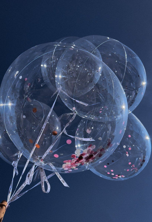 Extra Large Clear Balloons with confetti - My Peonika Flower Shop