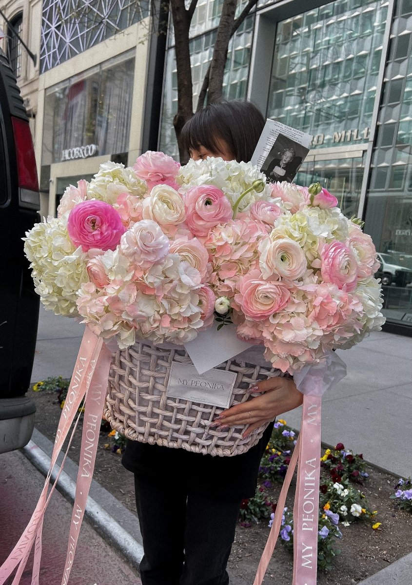 Flower Basket " Whispering Angel" - My Peonika Flower Shop