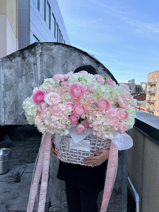 Flower Basket " Whispering Angel" - My Peonika Flower Shop