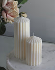 Ribbed Pillar Candle - My Peonika Flower Shop