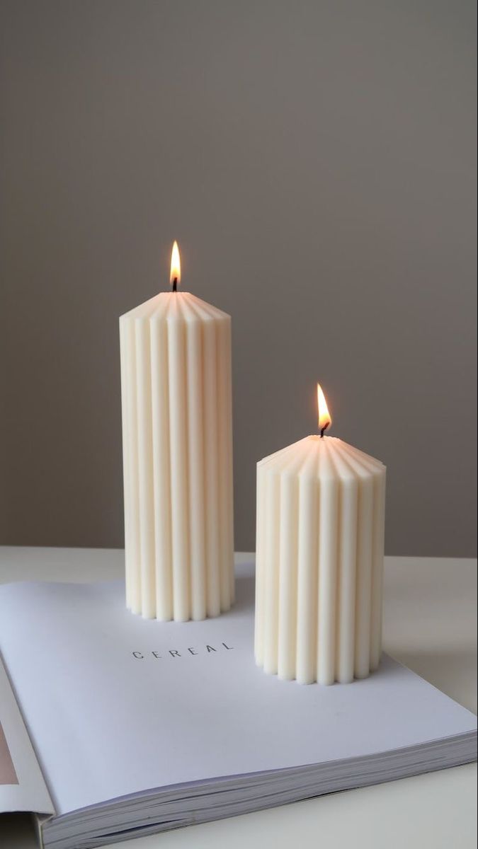Ribbed Pillar Candle - My Peonika Flower Shop