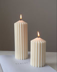 Ribbed Pillar Candle - My Peonika Flower Shop