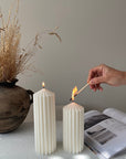 Ribbed Pillar Candle - My Peonika Flower Shop